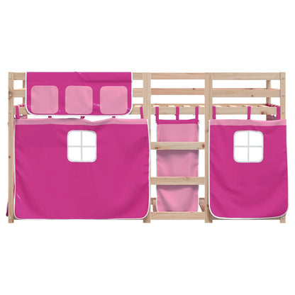 Letto a Castello senza Materasso Rosa 75x190 cm Legno di Pino