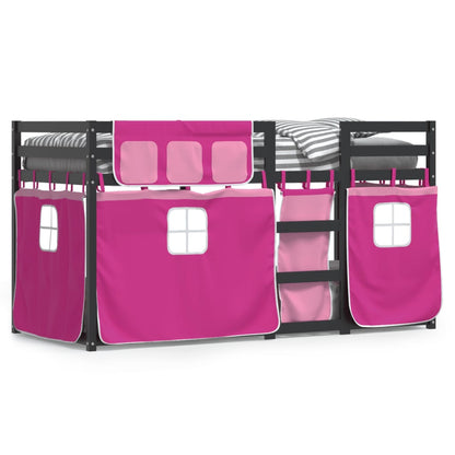 Letto a Castello senza Materasso Rosa 80x200 cm Legno di Pino