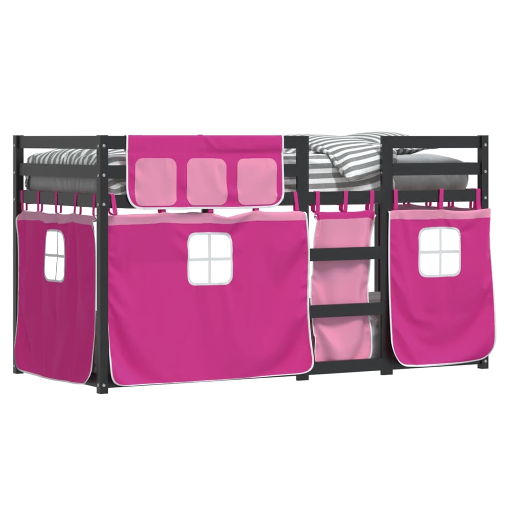 Letto a Castello senza Materasso Rosa 80x200 cm Legno di Pino