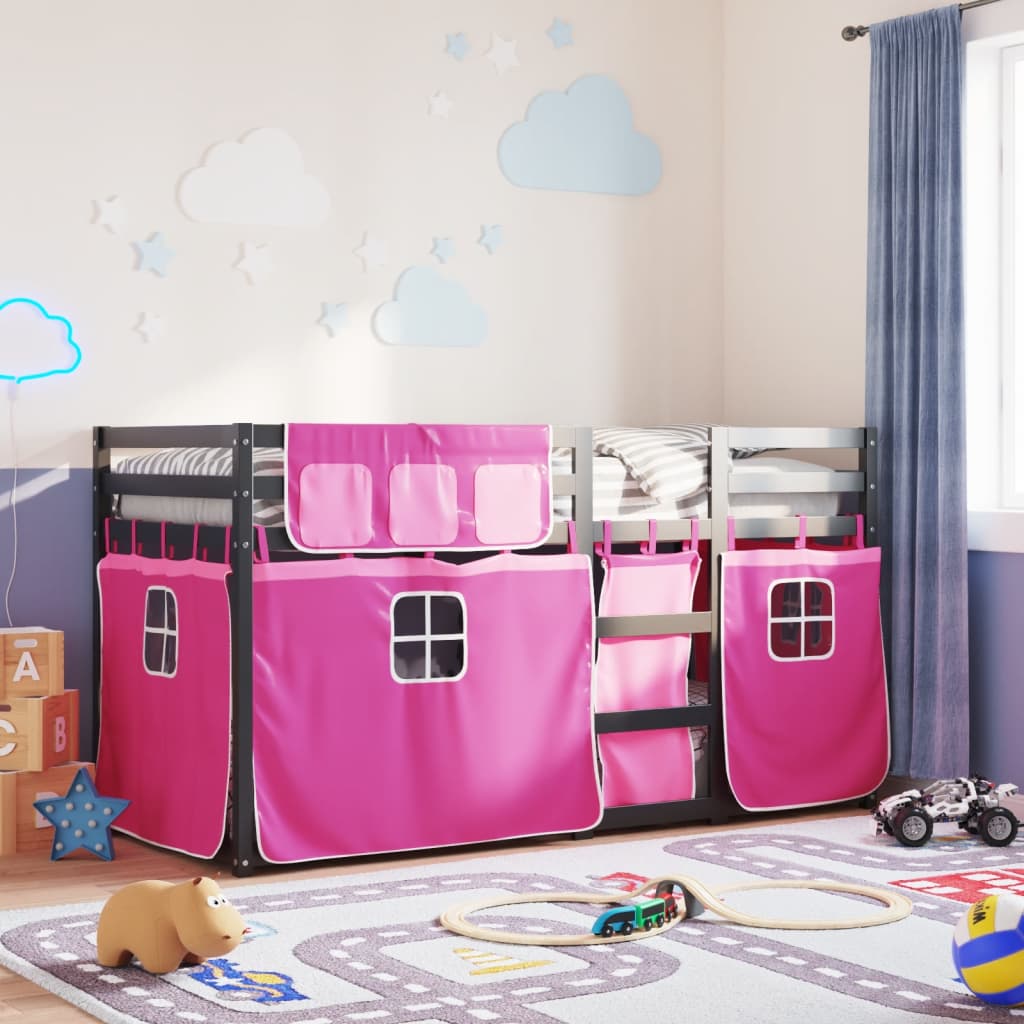 Letto a Castello senza Materasso Rosa 80x200 cm Legno di Pino