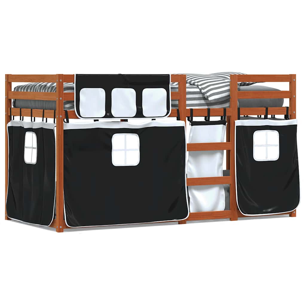 Letto a Castello senza Materasso Bianco e Nero 80x200cm in Pino