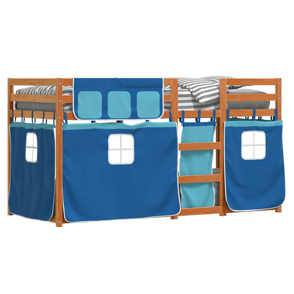 Letto a Castello senza Materasso Blu 80x200 cm Massello Pino