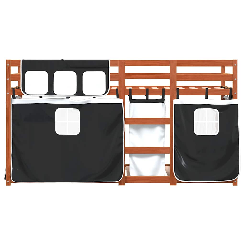Letto a Castello senza Materasso Bianco e Nero 75x190 cm inPino