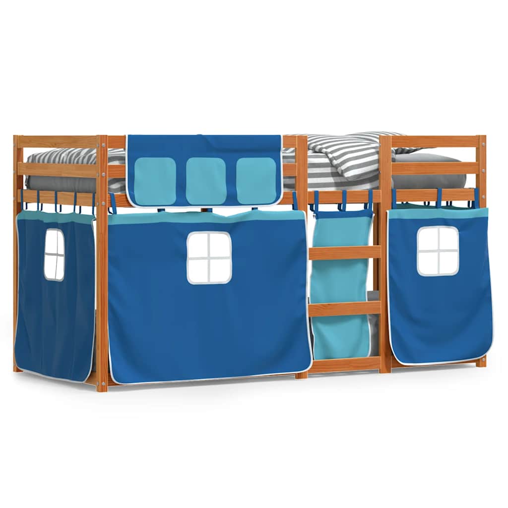 Letto a Castello senza Materasso Blu 75x190 cm Massello Pino