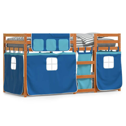 Letto a Castello senza Materasso Blu 75x190 cm Massello Pino