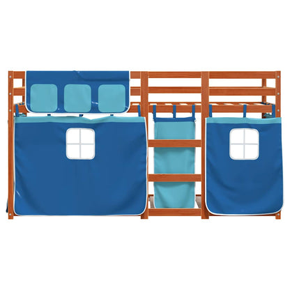 Letto a Castello senza Materasso Blu 75x190 cm Massello Pino