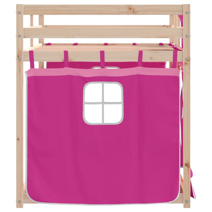 Letto a Castello senza Materasso Rosa 90x200 cm Legno di Pino