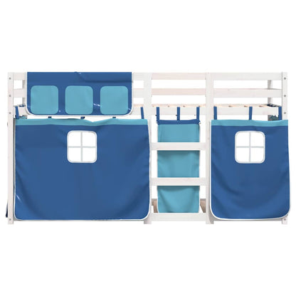 Letto a Castello senza Materasso Blu 90x200cm Massello Pino