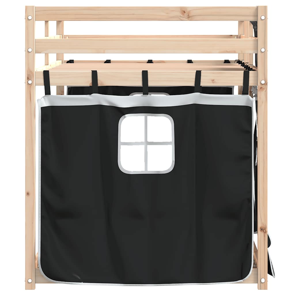 Letto a Castello senza Materasso Bianco e Nero 90x190cm in Pino