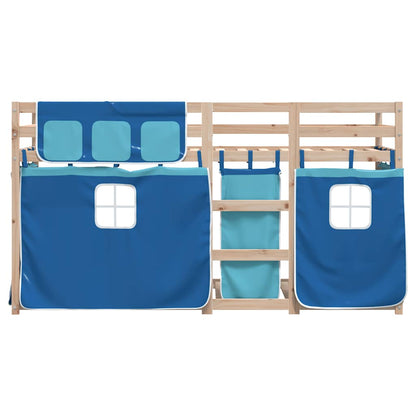 Letto a Castello senza Materasso Blu 90x190cm Massello Pino