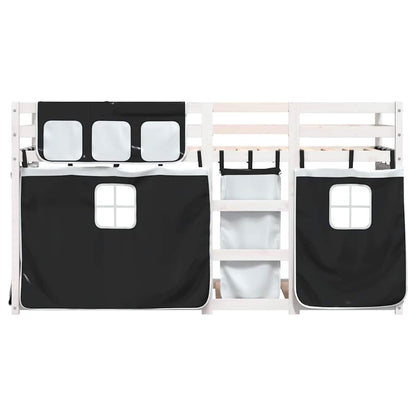 Letto a Castello senza Materasso Bianco e Nero 90x190cm in Pino