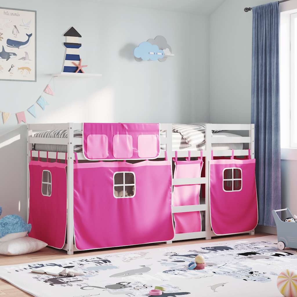 Letto a Castello senza Materasso Rosa 90x190 cm Legno di Pino
