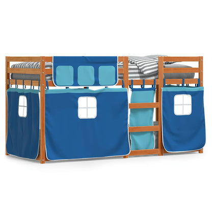 Letto a Castello senza Materasso Blu 90x200cm Massello Pino