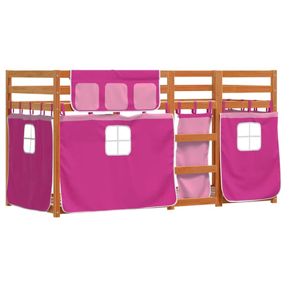 Letto a Castello senza Materasso Rosa 90x200 cm Legno di Pino