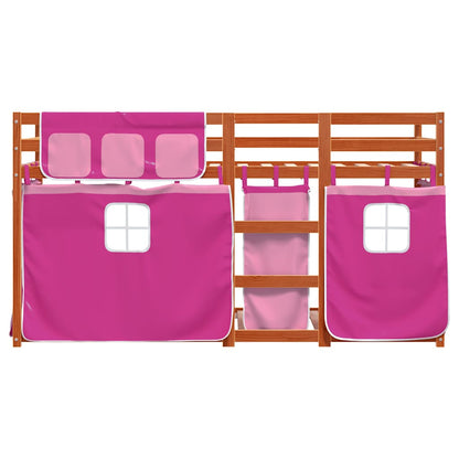 Letto a Castello senza Materasso Rosa 90x200 cm Legno di Pino