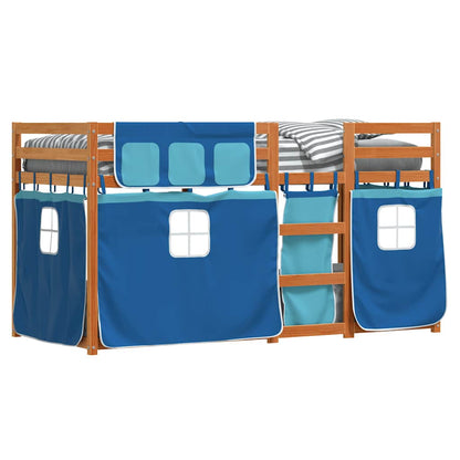 Letto a Castello senza Materasso Blu 90x190cm Massello Pino