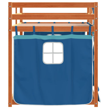 Letto a Castello senza Materasso Blu 90x190cm Massello Pino