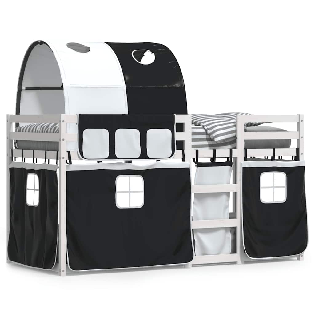 Letto a Castello senza Materasso Bianco e Nero 90x200cm in Pino