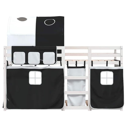 Letto a Castello senza Materasso Bianco e Nero 90x200cm in Pino