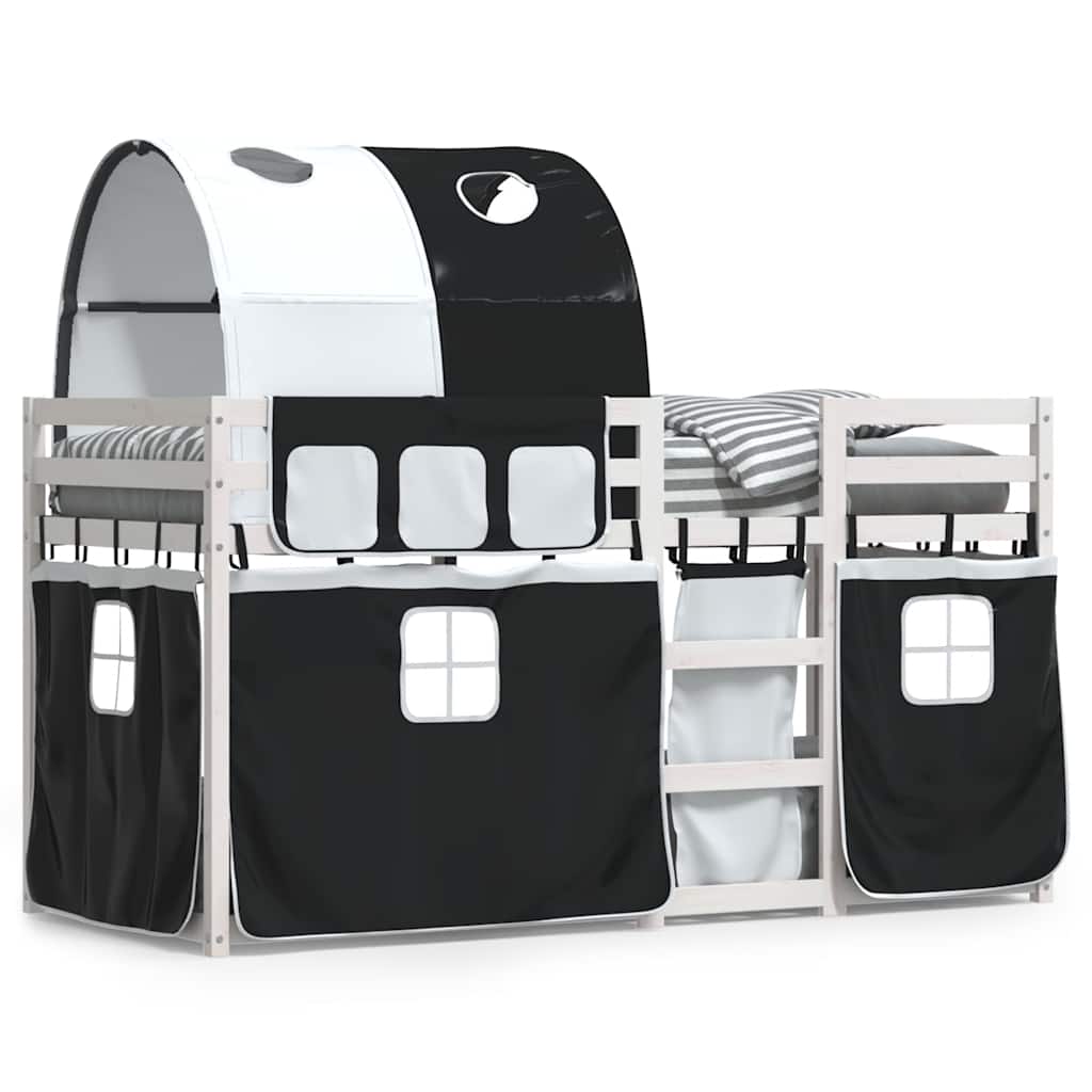 Letto a Castello senza Materasso Bianco e Nero 80x200cm in Pino