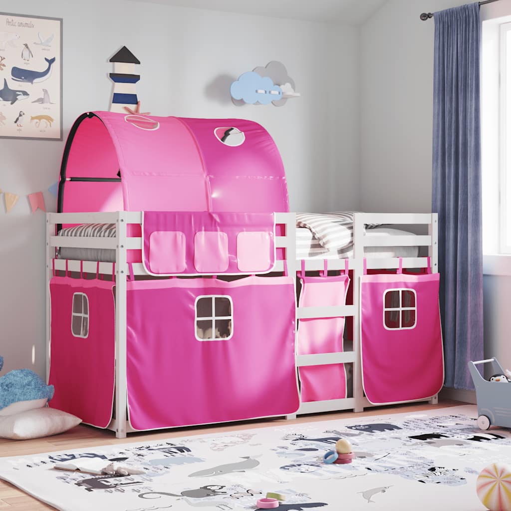 Letto a Castello senza Materasso Rosa 80x200 cm Legno di Pino