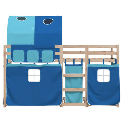 Letto a Castello senza Materasso Blu 90x190cm Massello Pino