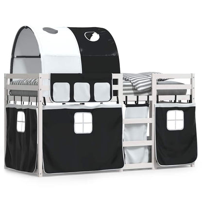 Letto a Castello senza Materasso Bianco e Nero 90x190cm in Pino