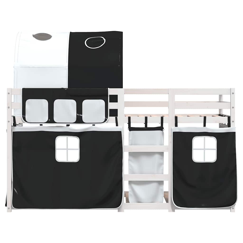 Letto a Castello senza Materasso Bianco e Nero 90x190cm in Pino