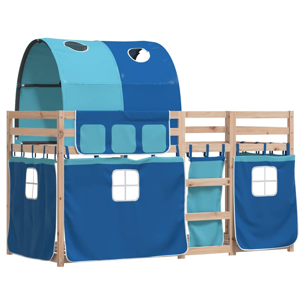 Letto a Castello senza Materasso Blu 75x190 cm Massello Pino