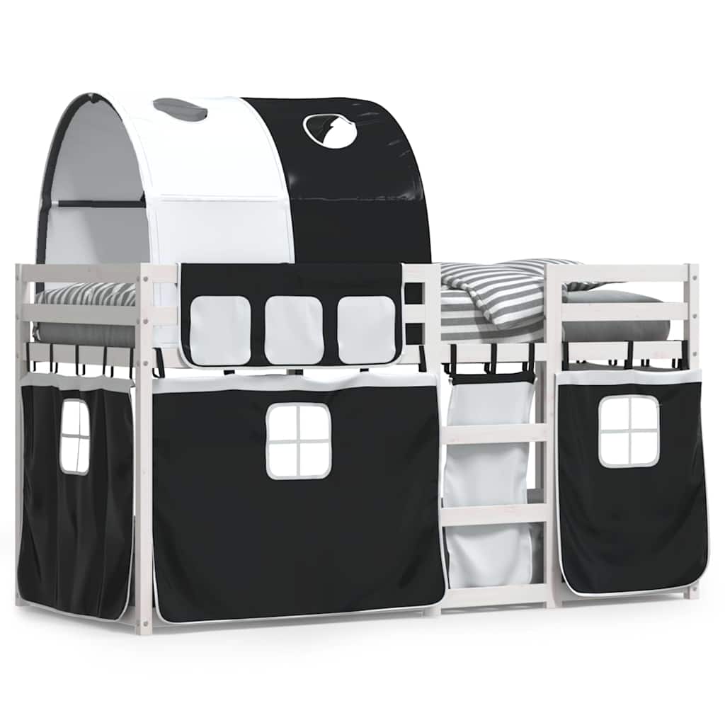 Letto a Castello senza Materasso Bianco e Nero 75x190 cm inPino