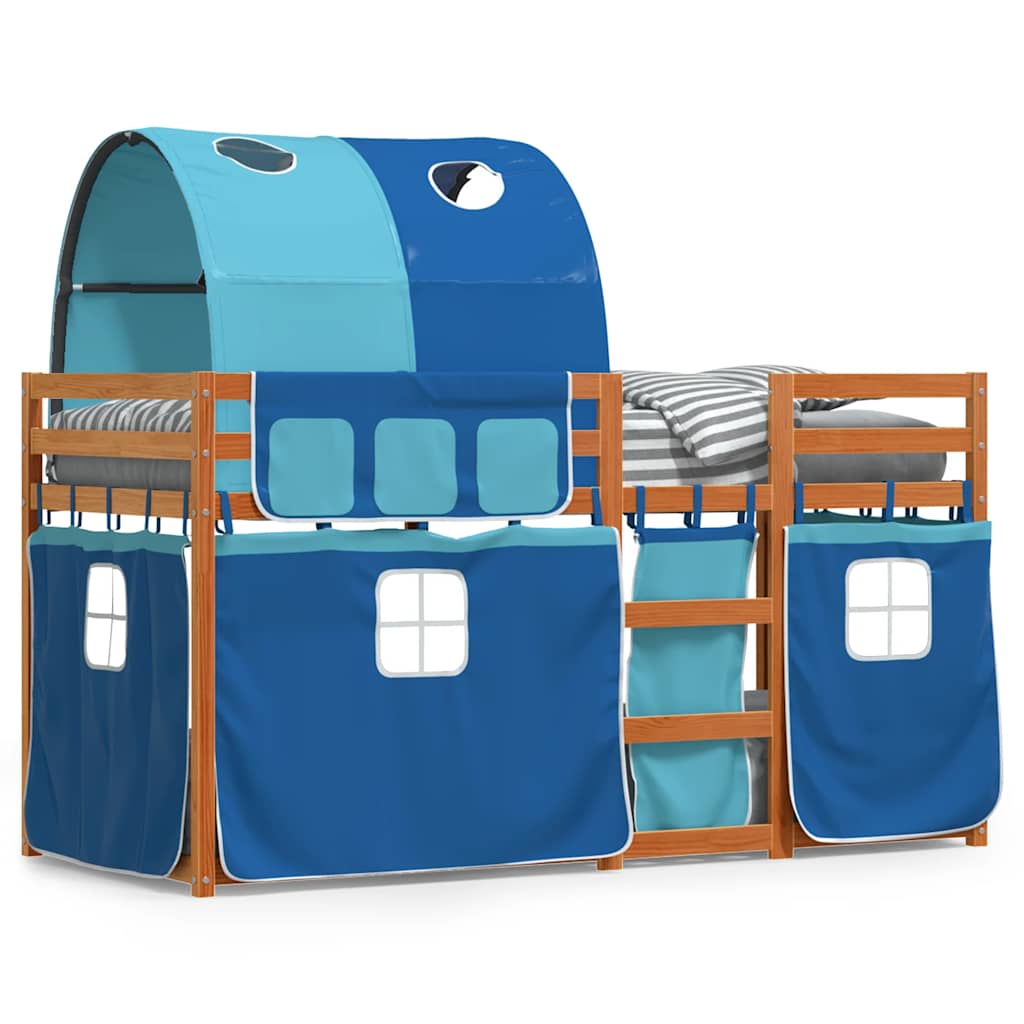 Letto a Castello senza Materasso Blu 80x200 cm Massello Pino
