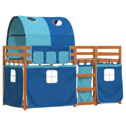 Letto a Castello senza Materasso Blu 80x200 cm Massello Pino