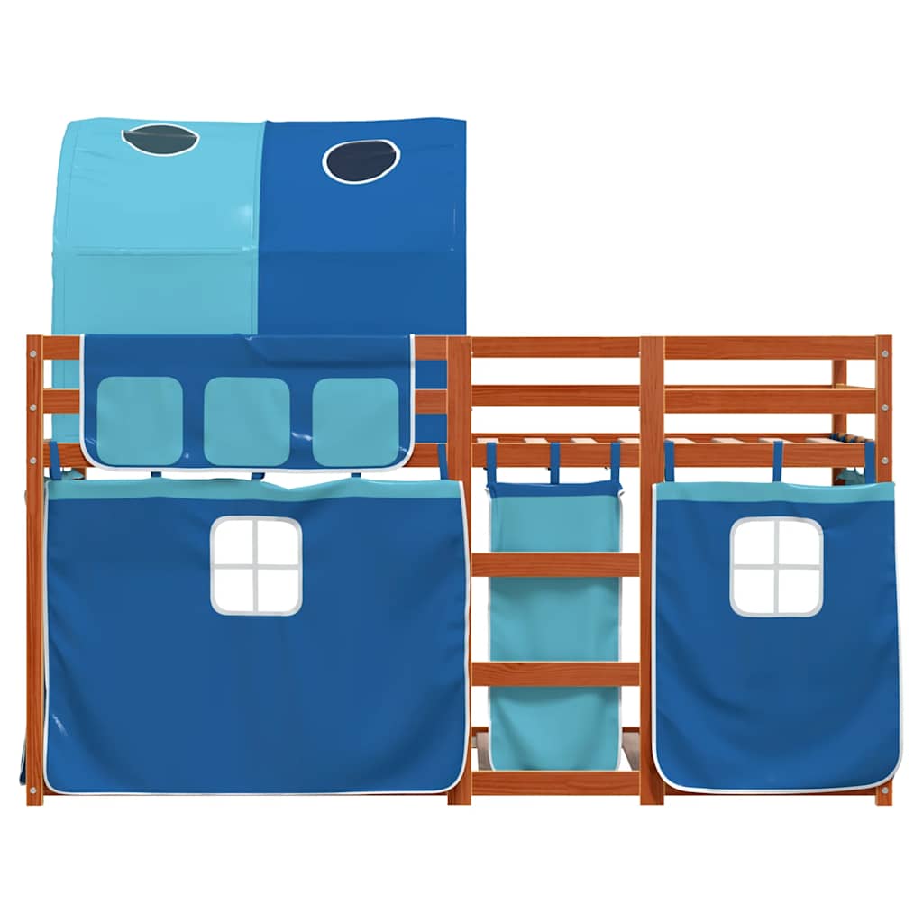 Letto a Castello senza Materasso Blu 75x190 cm Massello Pino