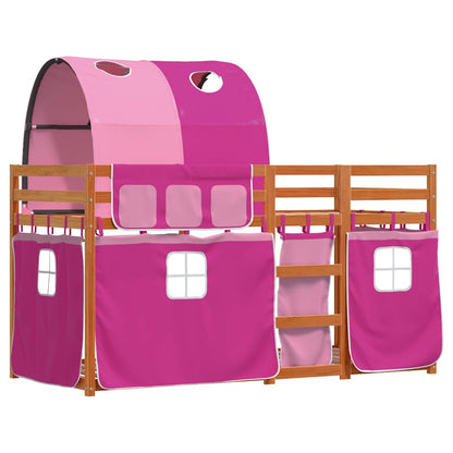 Letto a Castello senza Materasso Rosa 75x190 cm Legno di Pino