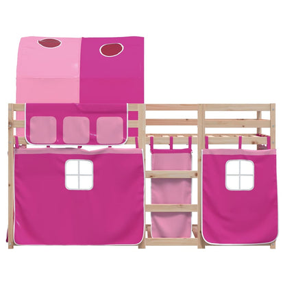 Letto a Castello senza Materasso Rosa 90x200 cm Legno di Pino