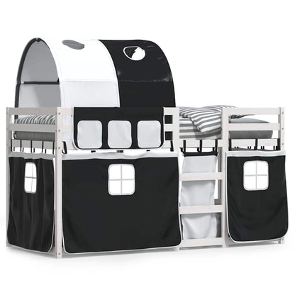 Letto a Castello senza Materasso Bianco e Nero 90x200cm in Pino
