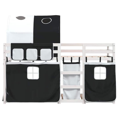 Letto a Castello senza Materasso Bianco e Nero 90x200cm in Pino