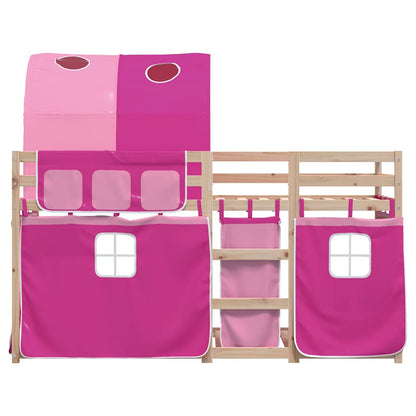Letto a Castello senza Materasso Rosa 90x190 cm Legno di Pino