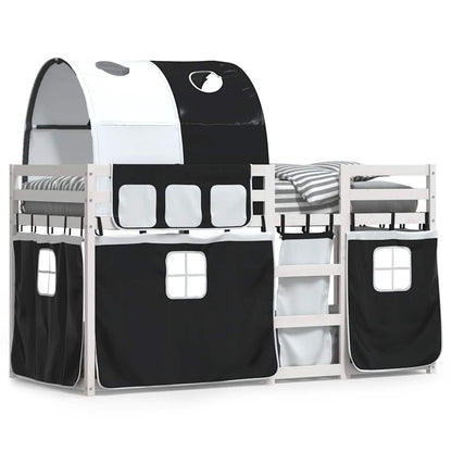 Letto a Castello senza Materasso Bianco e Nero 90x190cm in Pino