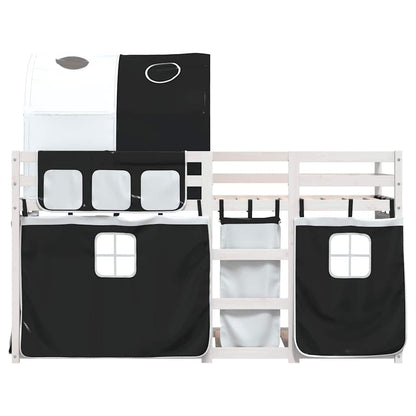 Letto a Castello senza Materasso Bianco e Nero 90x190cm in Pino