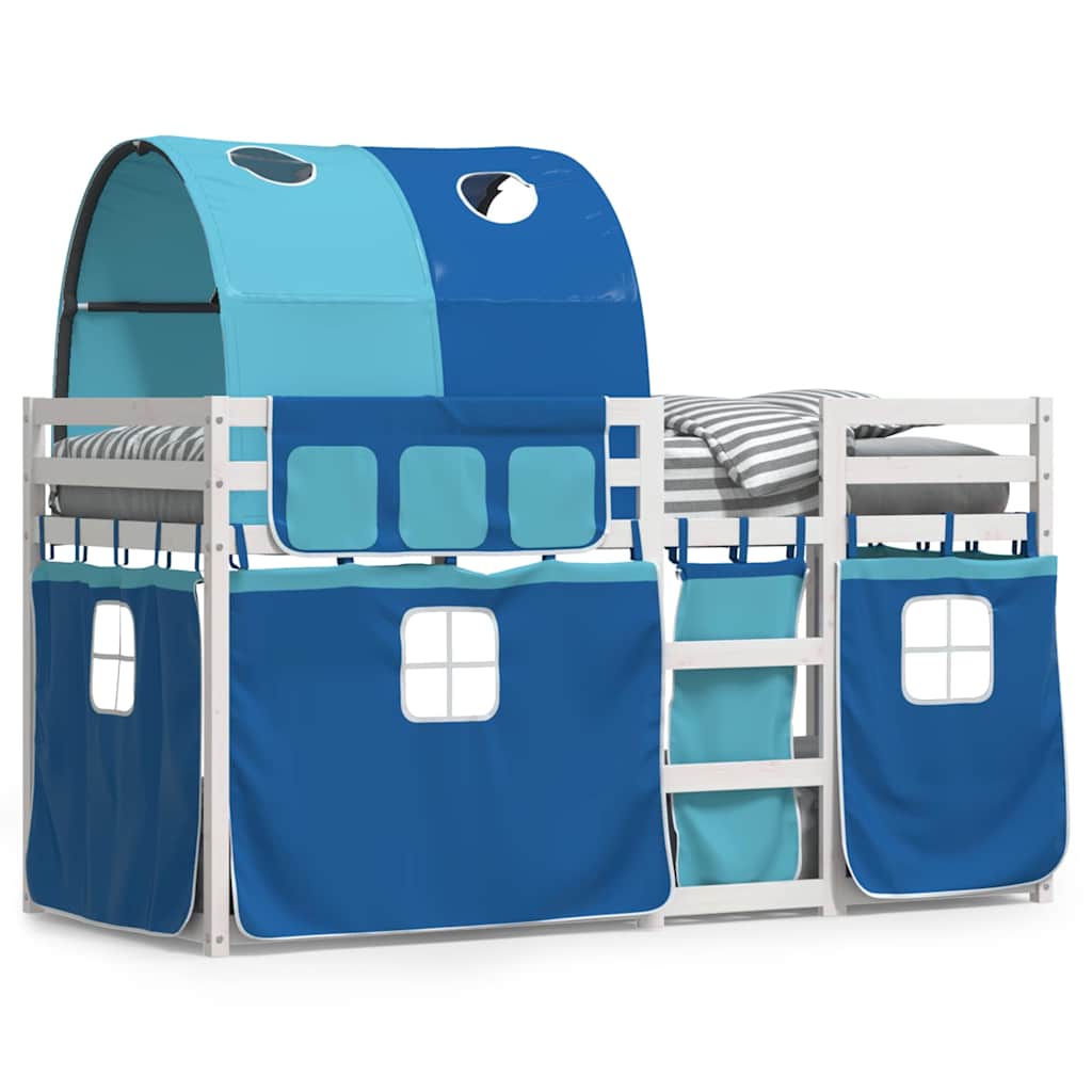 Letto a Castello senza Materasso Blu 90x190cm Massello Pino