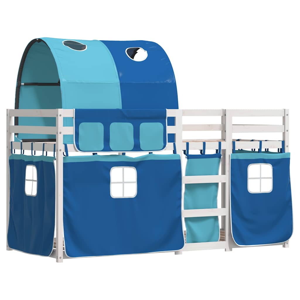 Letto a Castello senza Materasso Blu 90x190cm Massello Pino