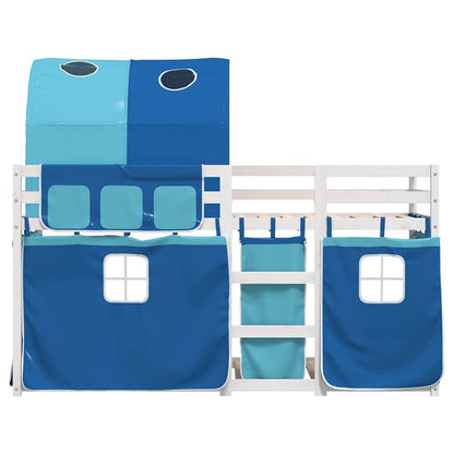 Letto a Castello senza Materasso Blu 90x190cm Massello Pino