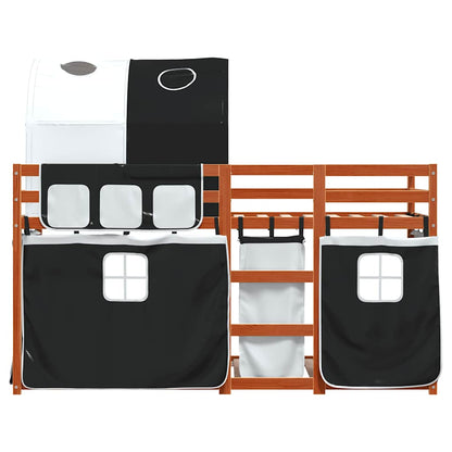 Letto a Castello senza Materasso Bianco e Nero 90x190cm in Pino