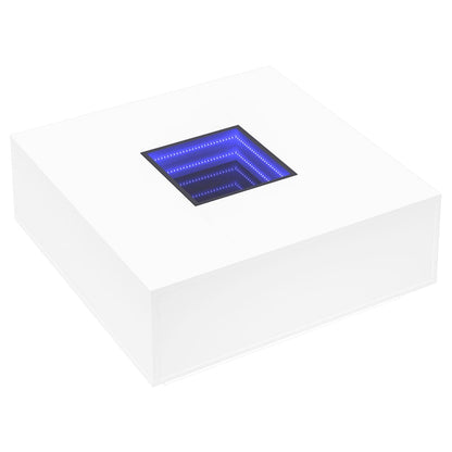 Tavolino da Salotto con LED Infinity Bianco 100x100x40 cm