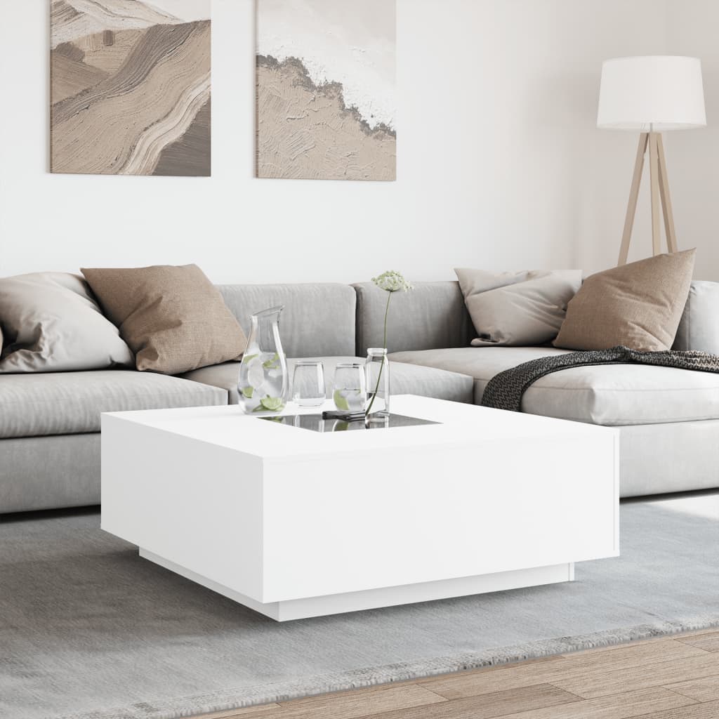 Tavolino da Salotto con LED Infinity Bianco 100x100x40 cm