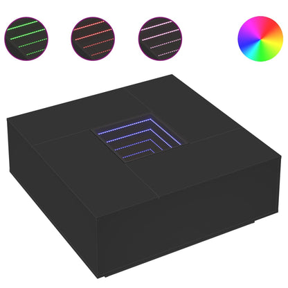 Tavolino da Salotto con LED Infinity Nero 100x100x40 cm