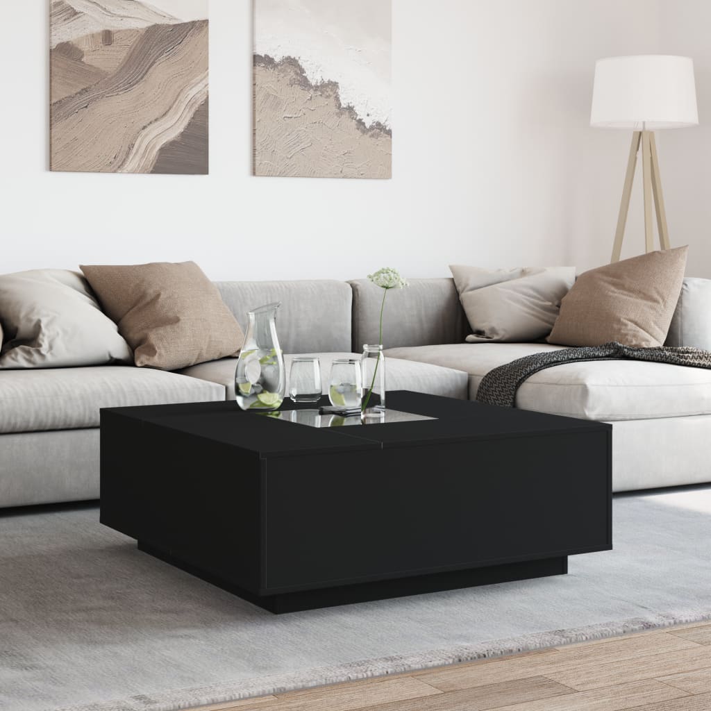 Tavolino da Salotto con LED Infinity Nero 100x100x40 cm