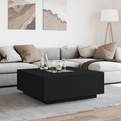 Tavolino da Salotto con LED Infinity Nero 100x100x40 cm