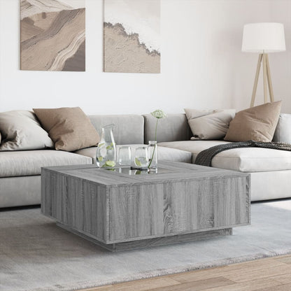 Tavolino da Salotto con LED Infinity Rovere Sonoma 100x100x40cm
